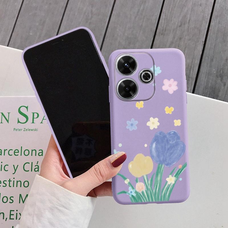Flower Soft Silicone Case For Samsung A55 A35 M35 S24 Xiaomi Redmi Note 13 Pro 13C 14 Poco C65 iPhone Huawei Honor 200 Realme Camera Shockproof Cover