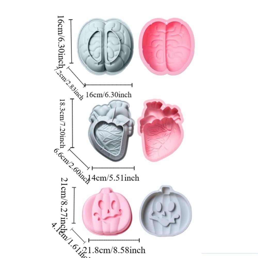 DIY Brain Dessert Mold Non-Stick Halloween Baking Silicone Mold Heart shape Cake Mold  Fondant
