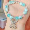 Lovely Women Hand Bracelets Butterfly Heart Bell Tassel Lock Ice Cracked Beaded Glass Beads Stretch Bangle Student Jewelry 1164