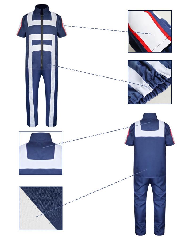 Shoto Todoroki Cosplay Costume with Gym Adult for School Festivals and Events Todoroki Gym Uniform with Size [Excellent Quality] Wig, Uniform,