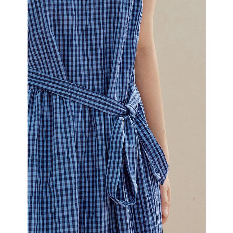 INMAN Retro Plaid Belted Sleeveless Dress