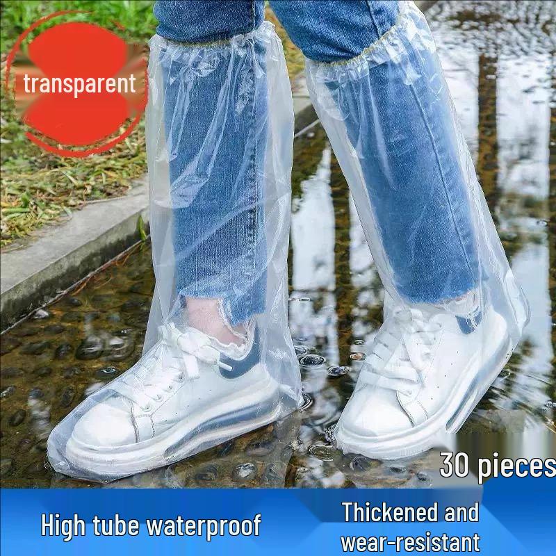 Waterproof Non-Slip High-Top Rain Shoe Covers for Men, Women, and Kids – Thick and Transparent for Rainy Days.