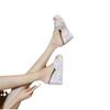 Wedge heel platform sandals women's retro versatile waterproof table high heel cool slippers half slippers