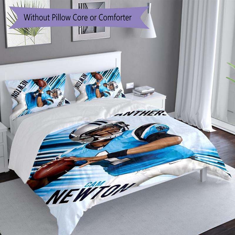3-teiliges Carolina Panthers Bettwäsche-Set, Enthält 1 Bettbezug und 2 Kissenbezüge, Hautfreundlicher & Bequemer Stoff, Geeignete Bettwäsche-Sets