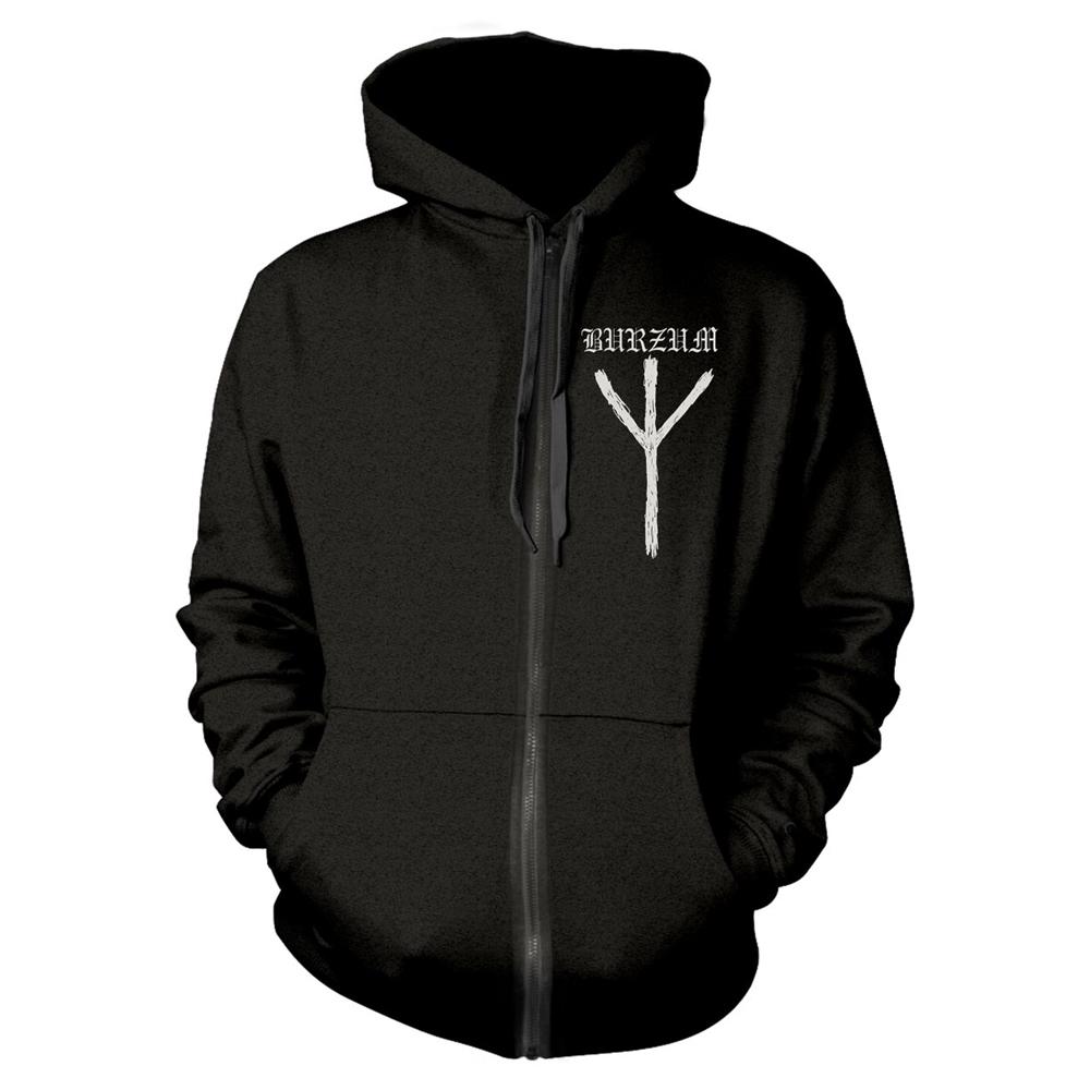Felpa con cappuccio Burzum Rune con zip intera unisex adulto S nero