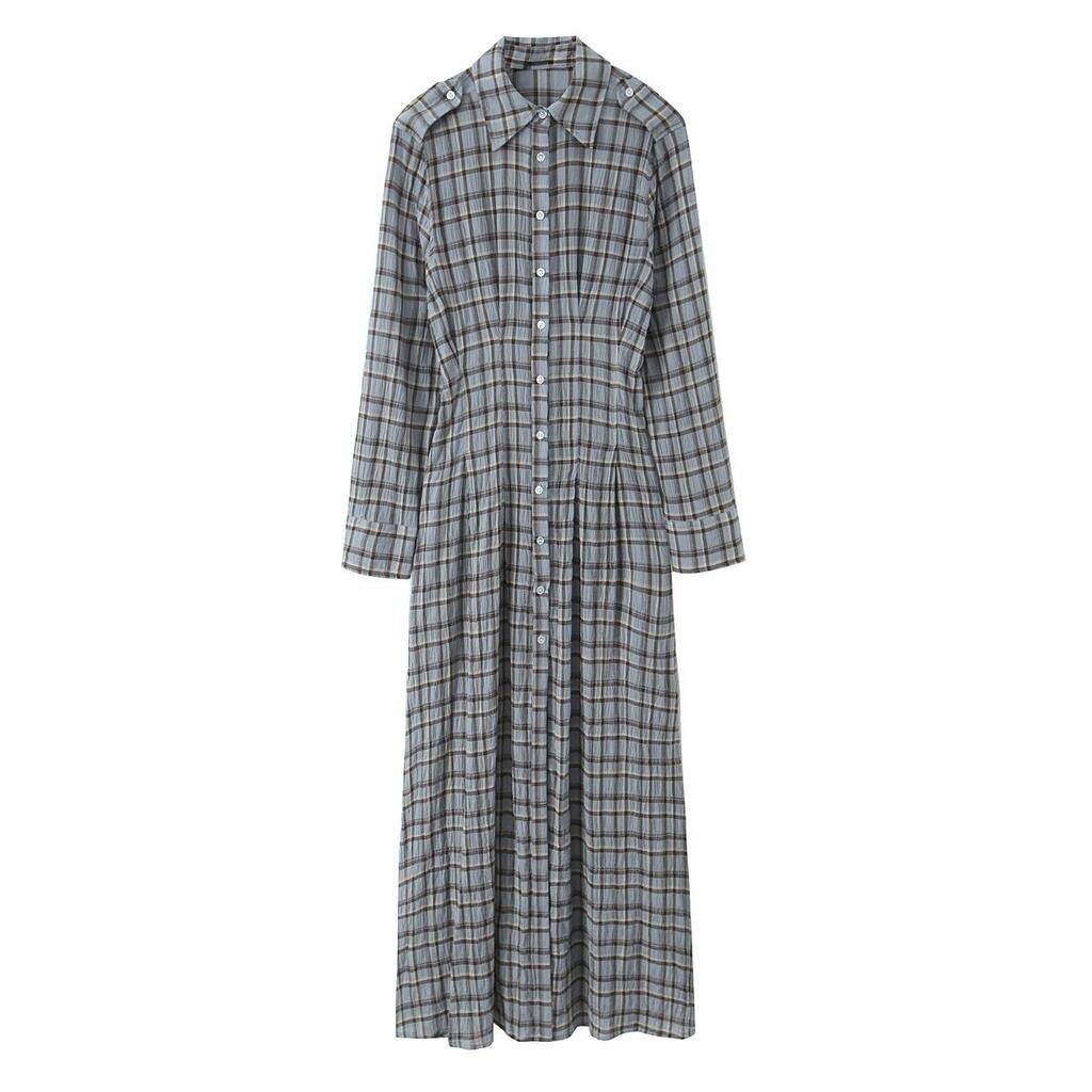 European & American Style Spring Plaid Shirt Dress for Women - Long Sleeve
