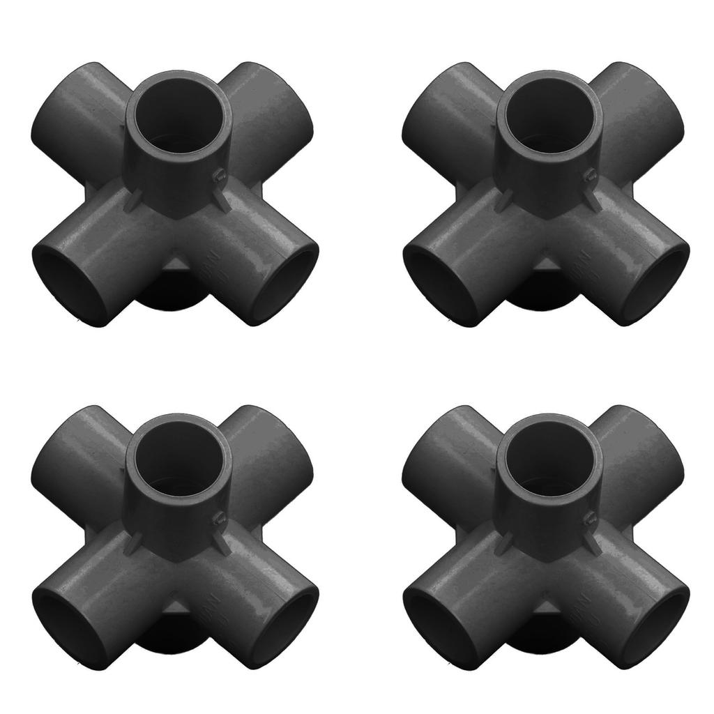 10 ks PVC plastový konektor na trubku 6cestný rohové koleno na trubku 25 mm vnitřní průměr černé