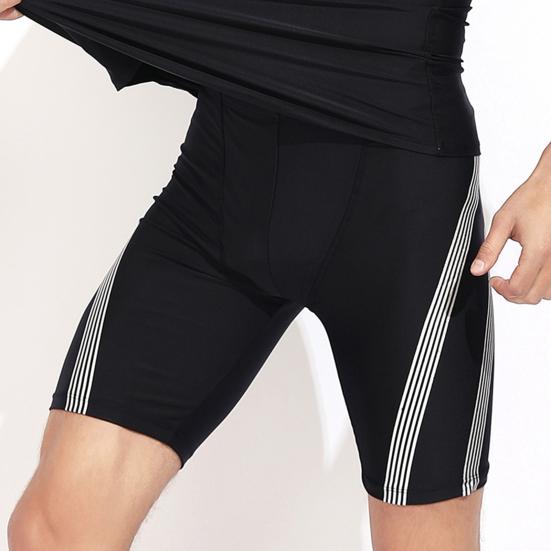 Herren Badeshorts Wassersport Oberteil O-Ausschnitt Kurzarm Slim Fit Elastisch Atmungsaktiv Schnelltrocknend Gestreift Knielange Hose Surfen Waten Sport