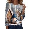 Women's Fashion Casual Long Sleeve Christmas Printed Round Neck Top