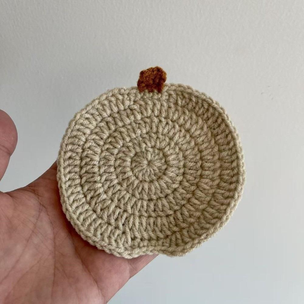 Handmade Knit Cup Mats Crochet Coffee Mugs Mats Cute Pumpkin Coasters Fall Table Decor