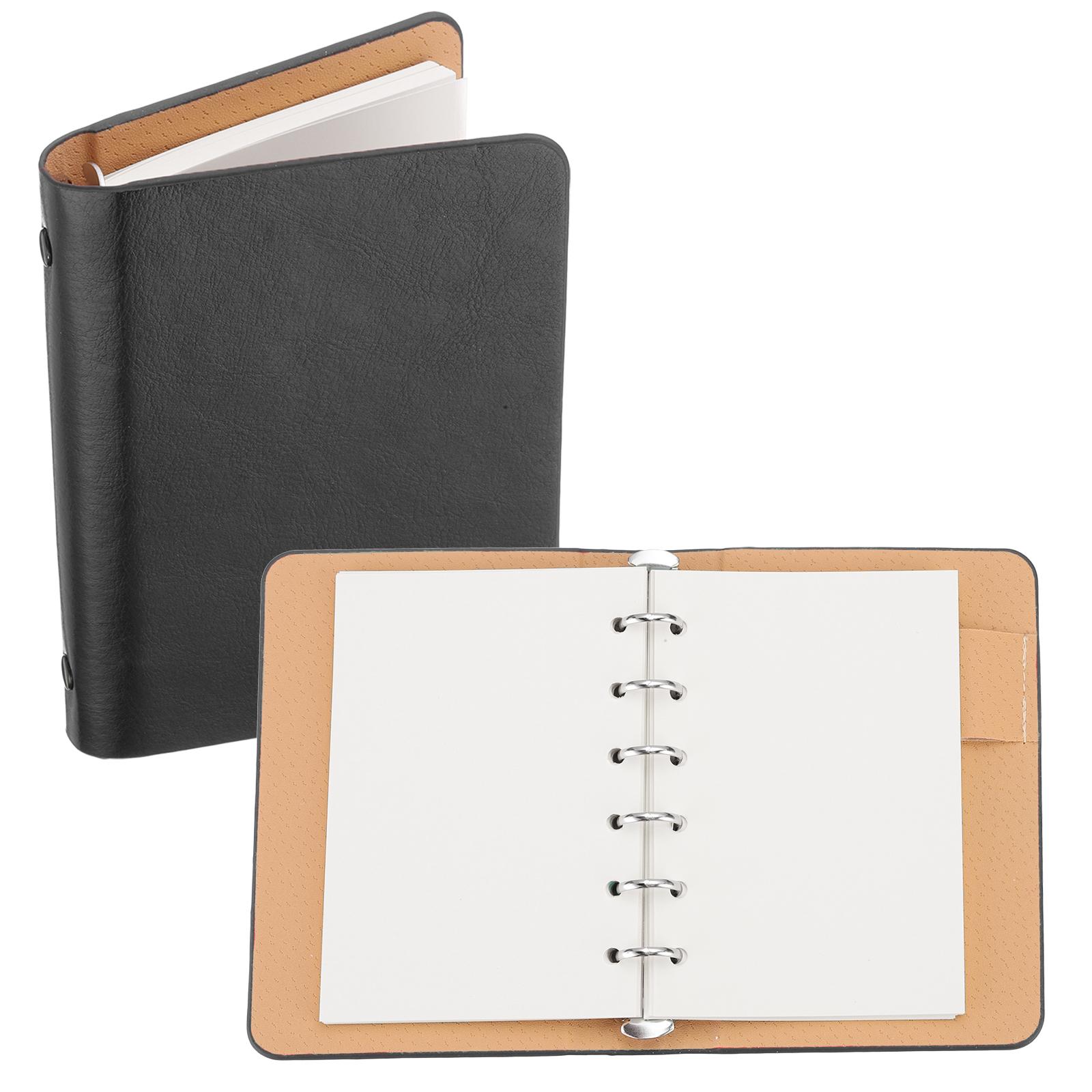 1/2Pack A7 Leather Notebook Binder 6 Ring Binder Cover Mini Refillable Loose Leaf Diary Personal Planner with 50/100Sheets Paper