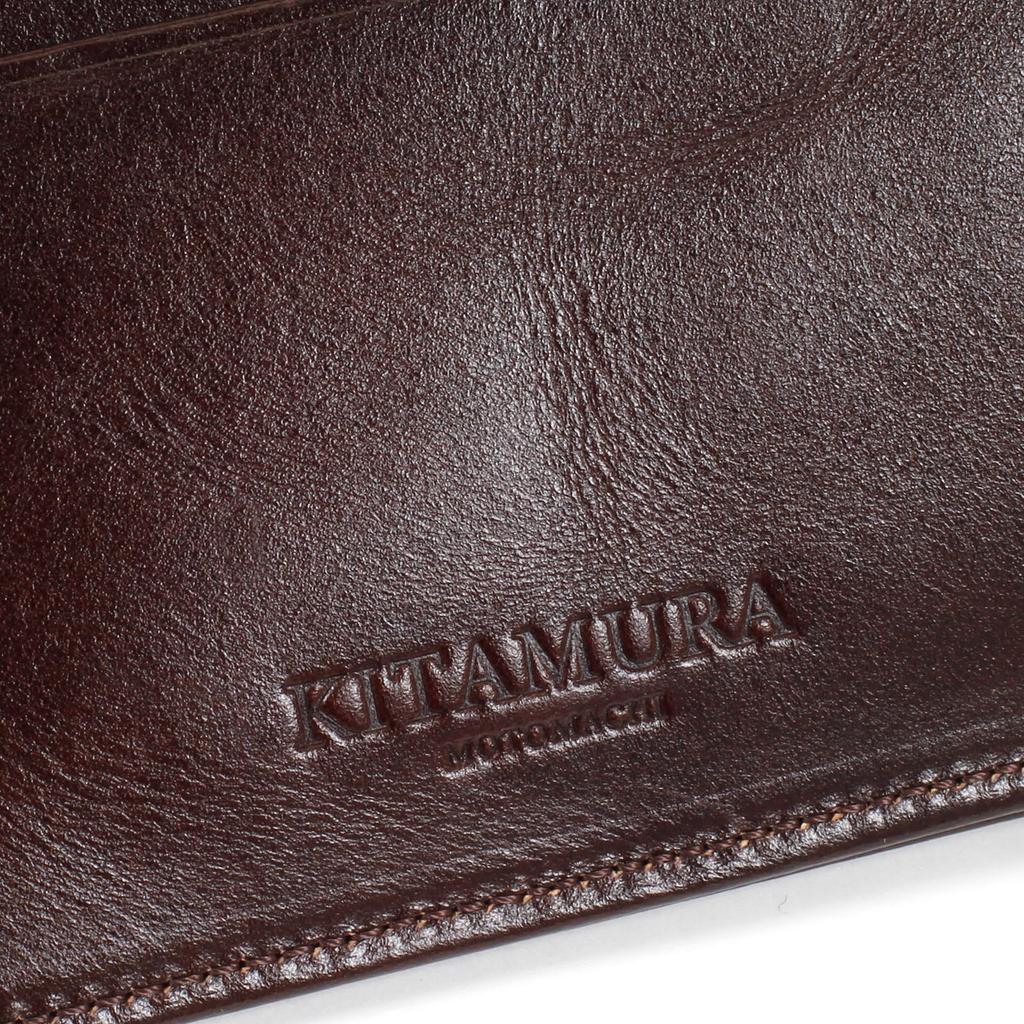Geldbörse aus feucht strukturiertem Rindsleder PH0781 Chocolate 62621 [Kitamura] zweifach faltbar [Braun]