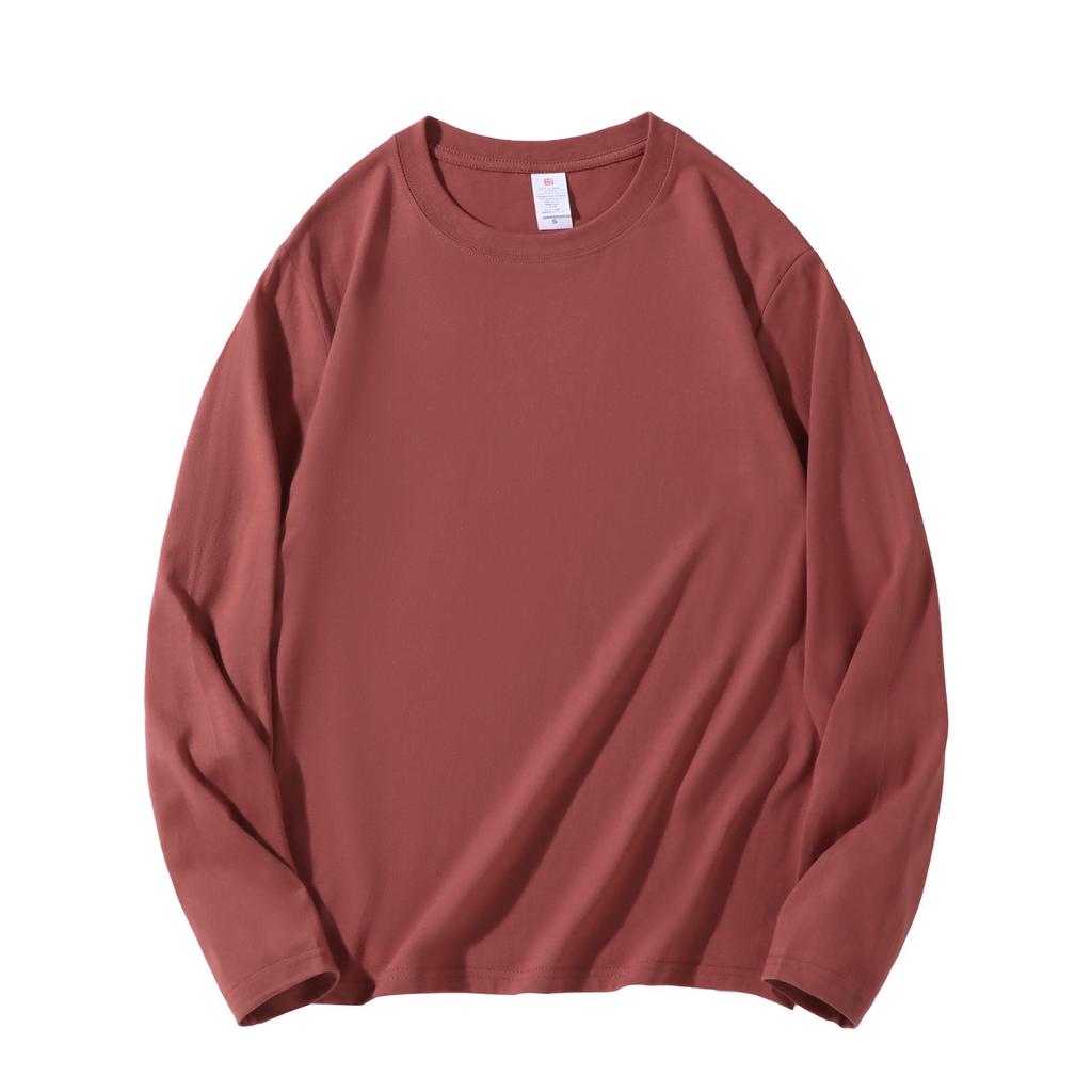 220g Heavyweight Pure Cotton Unisex Long Sleeve T-shirt - Loose Fit Solid Color Casual Sweatshirt