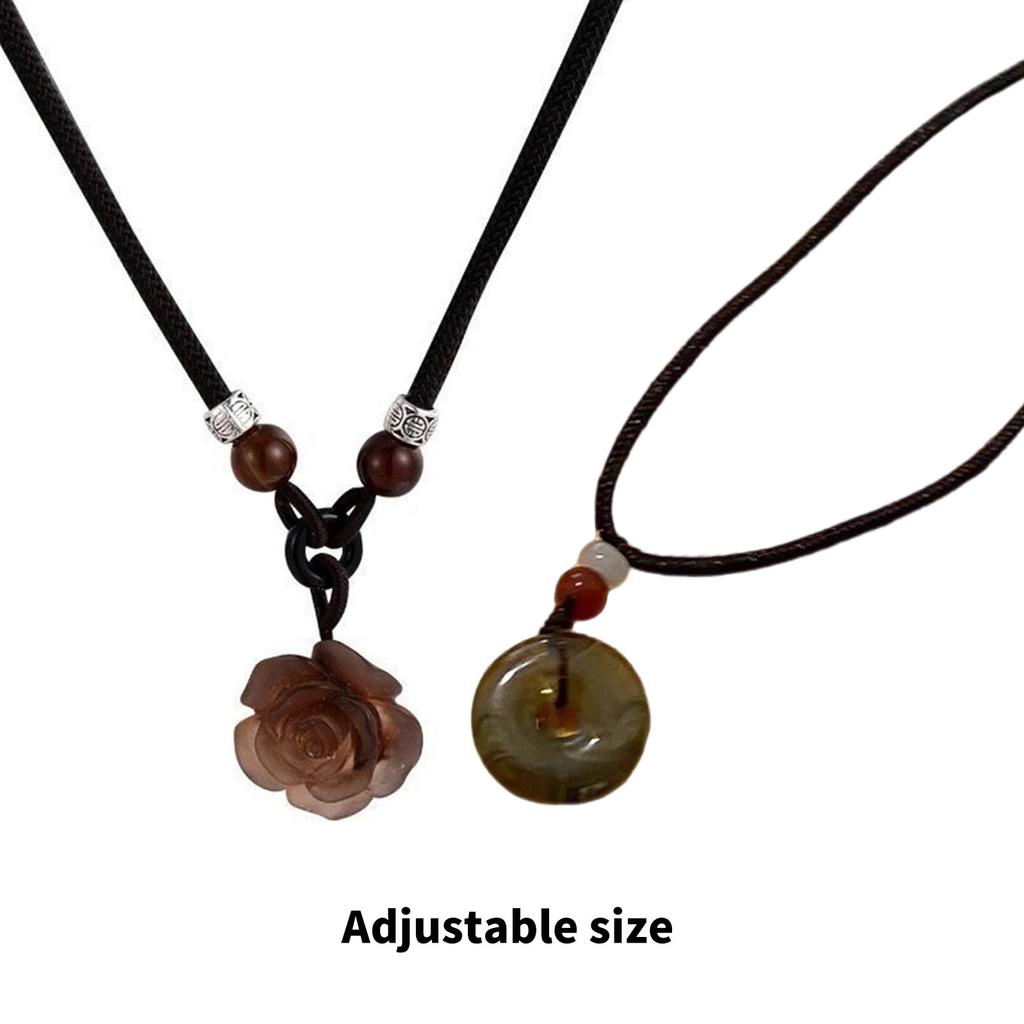 Set of 2 Delicate Rose Flower Pendant Necklace with Peace Buckle and Rose Flower Details for Stylish Women Daily Wear