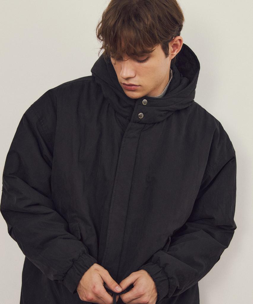 Wednesday Oasis M-65 Fishtail Hooded Padded Field Coat_Black