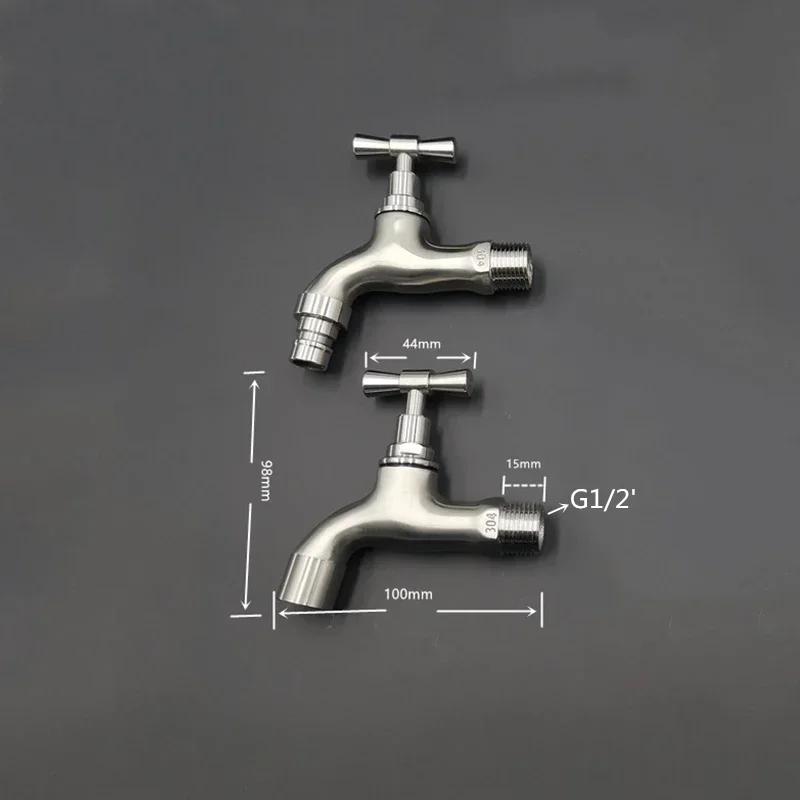 Bathroom 304 Stainless Steel Faucet Wall Mounted Outdoor Bibcock Garden Wash Basin Mop Faucet Wall Faucet