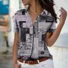 Women's Blouse Short Sleeve Printed Shirts Summer Beach Hawaiian Holidays Lapel Button Casual Fashion Cardigan Blouse Tops