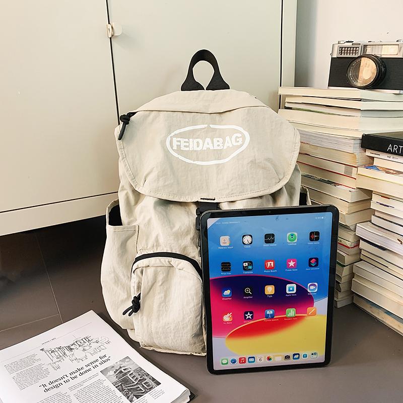 Women Solid Color Backpack Men Lightweight Travel Bag Large Capacity Backpack