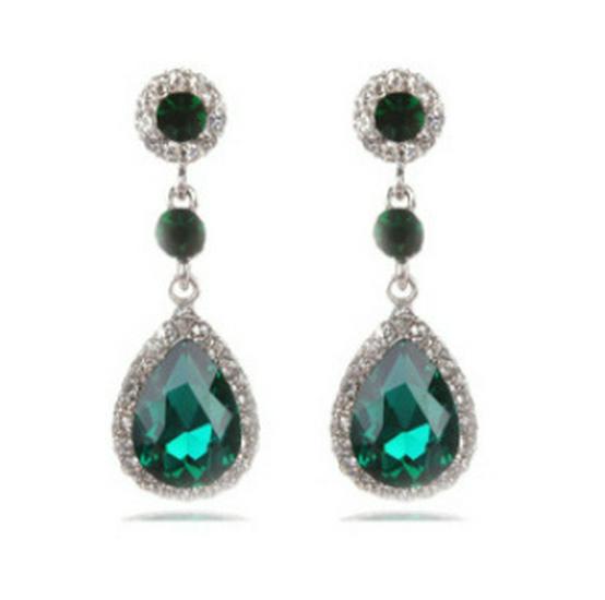 

Европейская и американская мода серьги-капли из кристаллов - Стильные, блестящие, универсальные украшения для женщин зелёный