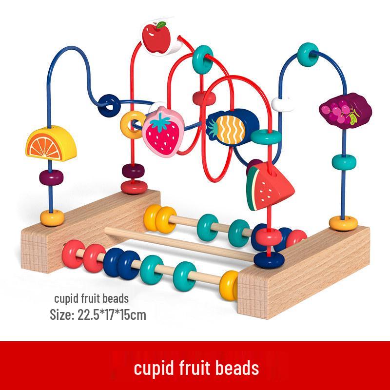 Wooden Stringing Beads for Toddlers 1-3: Animal & Fruit Blocks for Early Education & Hand-Eye Coordination