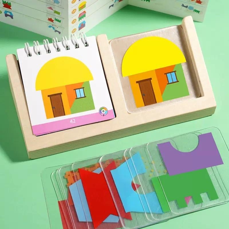 Wooden Educational Toy For Kids With Diy Geometric Shapes And Puzzle Play For Early Learning