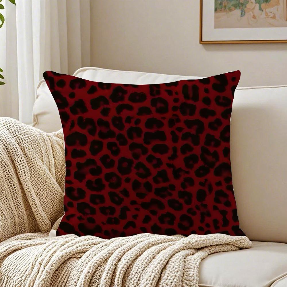 Plaid Leopard Print Textures Pillow Cushion Cover Linen Pillowcase Soft For Sofa Bed Home Room Decor