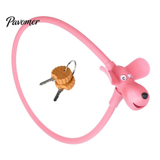 Key-operated Bike Lock with Keys Cute Biscuit Dog Cable Anti-Theft Secure Silicone Covered Bicycle for Helmet Door Skateboard Anti-theft Bicycles