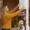 Foldable Holiday Door Sign Christmas Banner Decorations with Hanging Rope, Elf/Snowman/Gnome/Snowman Festive Flags for Doorway Banners Patio and Wall