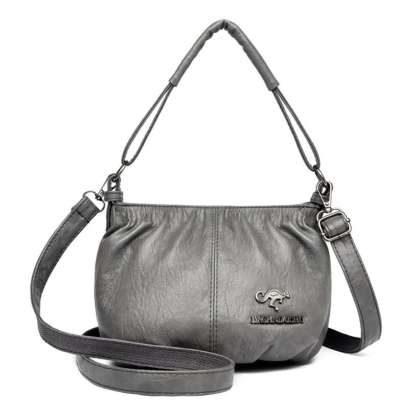 

Женская маленькая сумка, материнская сумка среднего возраста, сумка через плечо из мягкой кожи серый