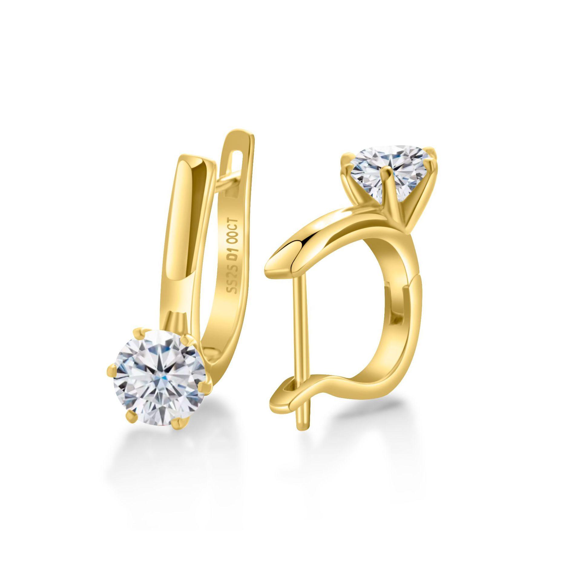 

6.5mm Fashion Classic Six Prong Setting Moissanite Earrings D VVS1 Delicate Exquisite Jewelry 6.5mm белый