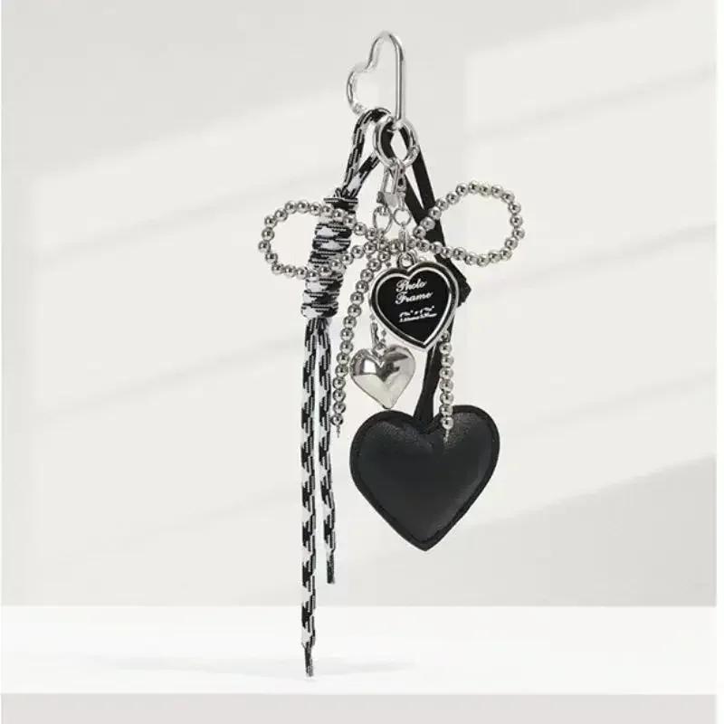 Korean Cute Lace Bow Pearl Beaded Phone Pendant Chain Accessories Aesthetic Ballet Shoes Camera Bag Decoration Keychain Gift