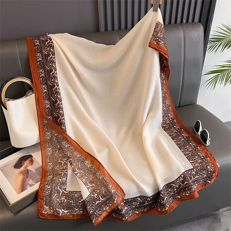 

Новый весенний женский хлопковый шарф, пляжный хиджаб, шали и накидки, роскошный брендовый цветочный женский платок, эшарп, дизайнерская бандана 85x180cm