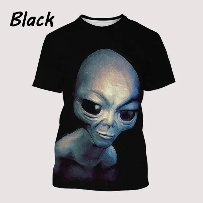 Mode Herrkläder Ny Rolig Alien 3D-tryck T-shirt Personlighet Hip-hop Street Unisex Oversized T-shirt Harajuku Toppar T-shirts