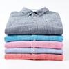 Men's Solid Linen Cotton Versatile Casual Long Sleeve Shirts Single Pocket Button-down Breath Comfortable Soft Slim-fit Shirt