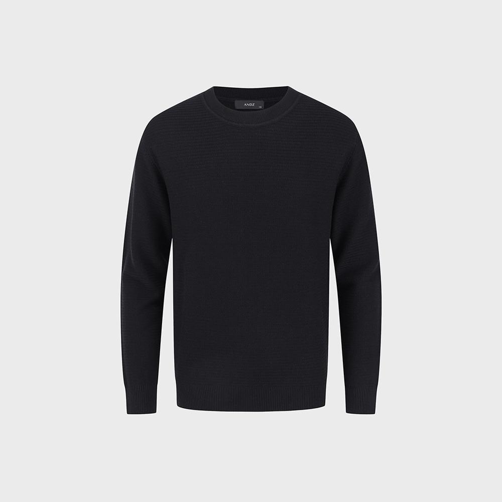 AND Z Men'S) Fine Texture Round Neck Knit_Bzf1Er1101Bk