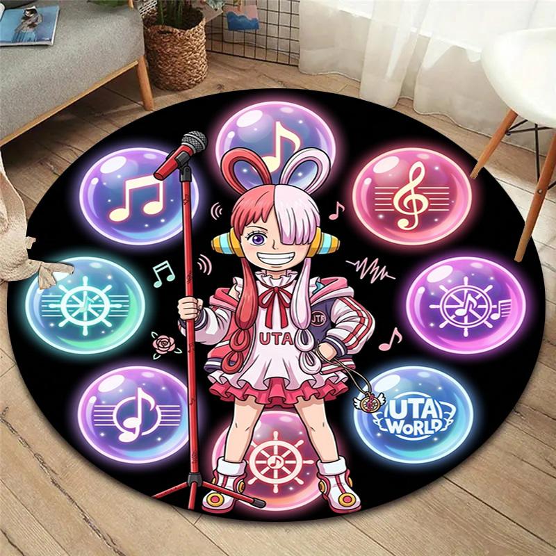 One Piece Poster Round Area Rug Carpet Rug For Living Room Bedroom Sofa Playroom Decor Nonslip Floor Mat