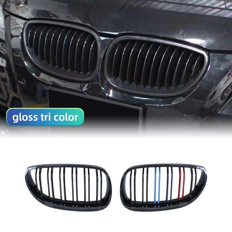 Car Front Bumper Grille Kidney Racing Grill Grilles For BMW E60 E61 5 Series 2003-2009 Gloss Black Auto New Double Slat