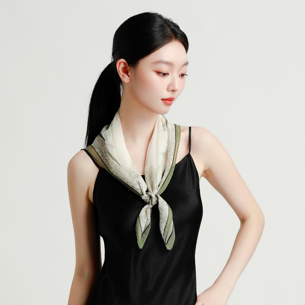 New 100% Lightweight Silk Chiffon Pearl Yarn Square Scarf, Fashionable and Versatile, Exquisite Silk Scarf for Women
