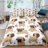 2/3 Piece Duvet Cover Set (1 Duvet Cover + 1/2 Pillowcase, Pillow Core Not Included), Cute Dog Print Bedding Set for Bedroom