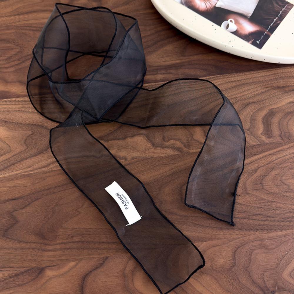Y2K Silk Scarf Thin Organza Headscarf Decorative Long Skinny Scarf  Beach