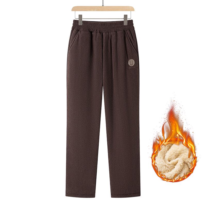 Women's Winter Plus Velvet Thickened Cotton Pants for Elderly: Warm, Loose Straight-Leg Fit for Grandma