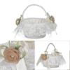Ribbon Bow Flower Girls Basket Lace Satin Bow Hanbag Fashion Wedding Flower Basket  Party