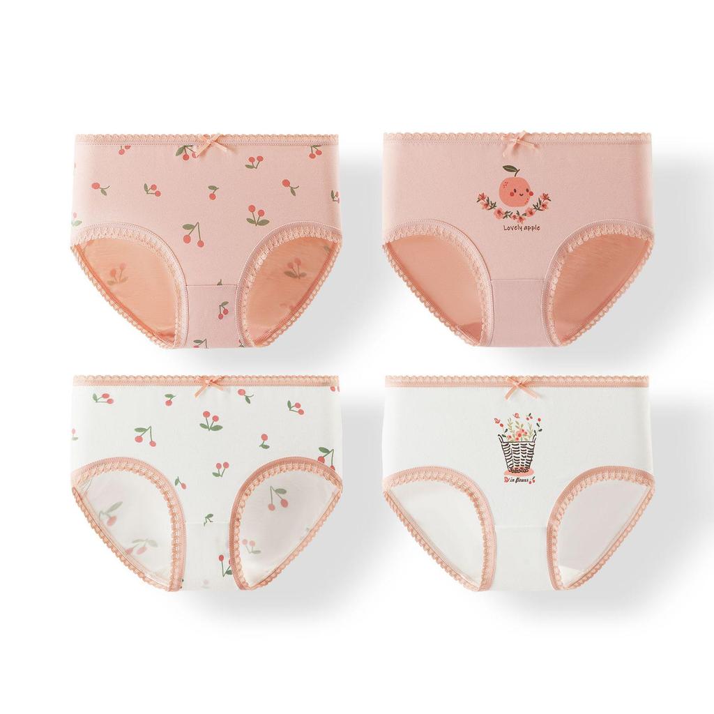 Baby Girls' Cute Cartoon Print Cotton Underpants - Breathable Bow Design for Infants and Toddlers