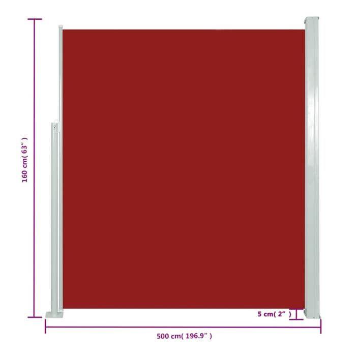 VidaXL Retractable Side Awning 160x500 Cm Red Garden Privacy Screen Awning 45463