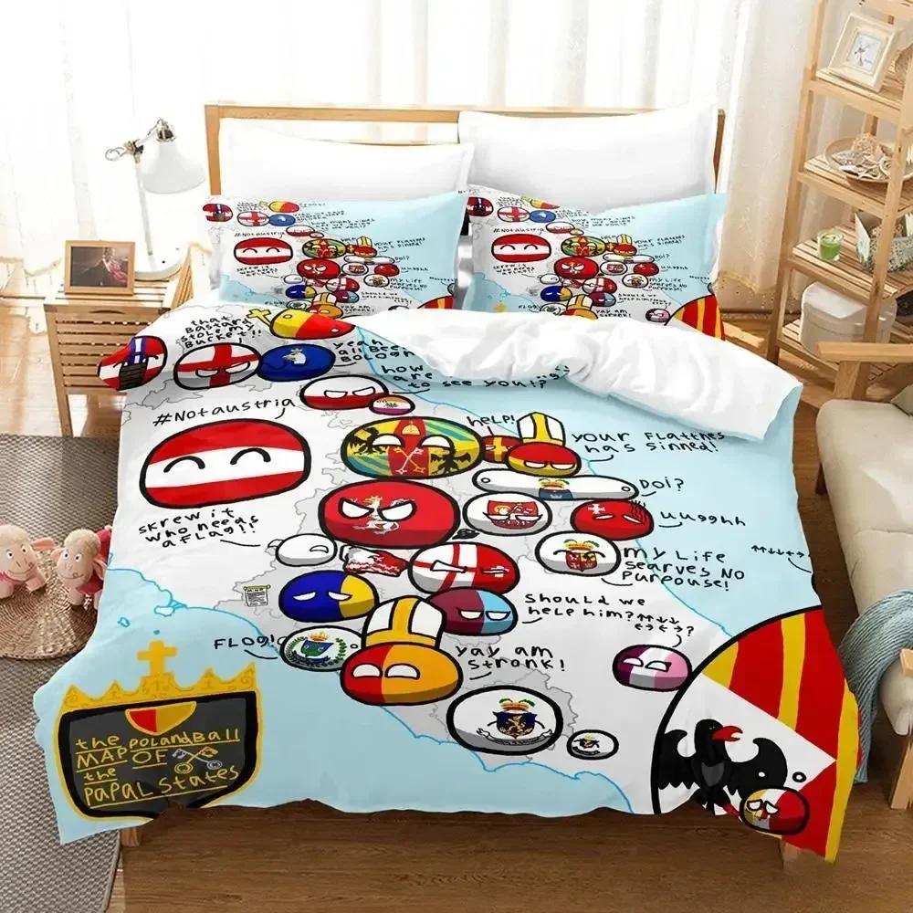 

2024 New Countryball Polandballs Bedding Set Single Twin Full Queen King Size Bed Set Adult Kid Bedroom Duvet cover Sets Cartoon 70x133cm 2pcs