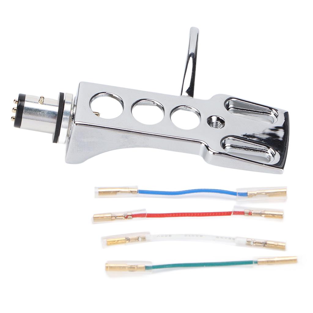 Phono Head Shell Zinc Alloy Replacement LP Tonearm Cartridge Head Shell with Wires for Vinyl Record Players
