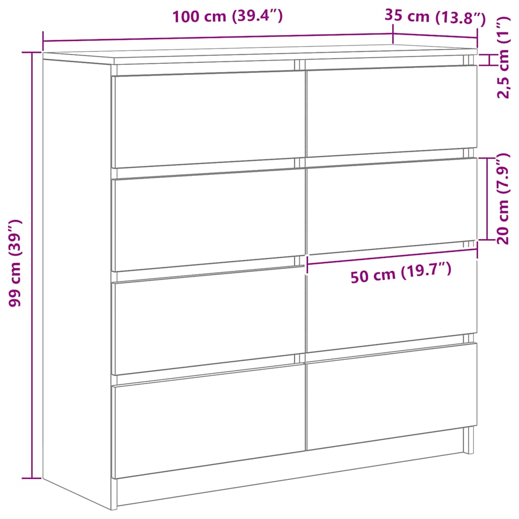 Sideboard Weiß 100 x 35 x 99 cm Spanplatte