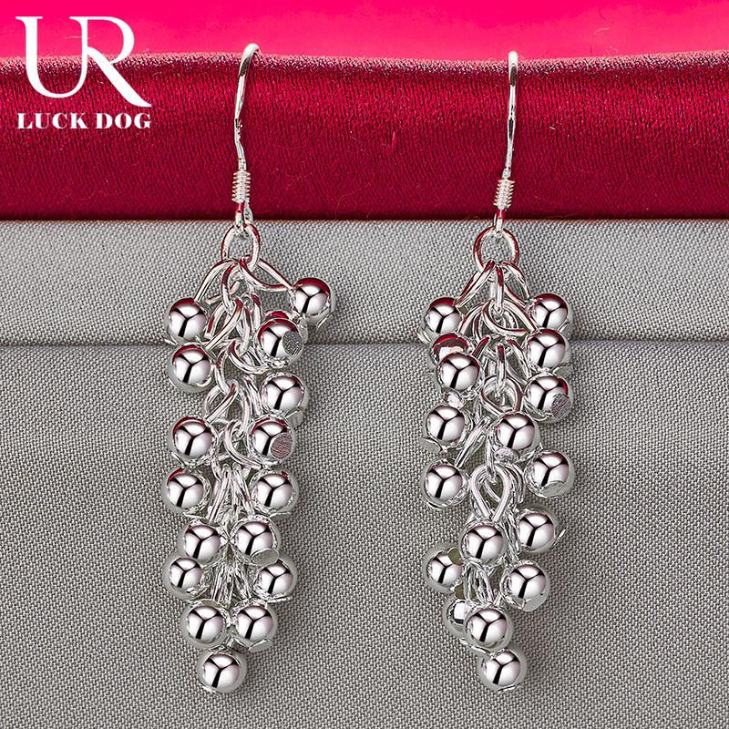 Cercei piercing cu bile din argint sterling 925 neted, mărgele de struguri, bijuterii de nuntă la modă