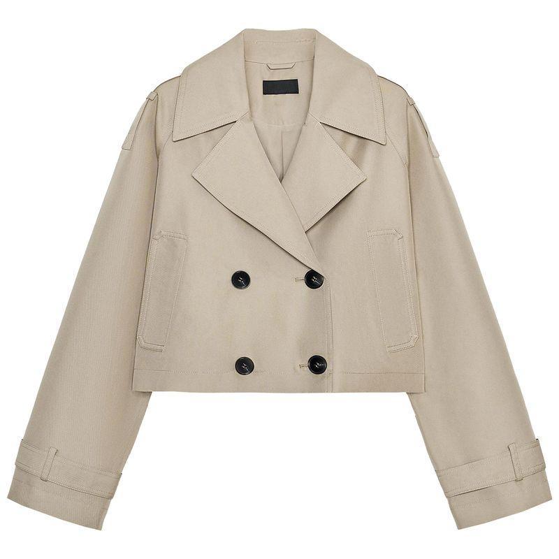 

Zaprha 2025 Autumn New British Style Double Breasted Lapel Double Placket Short Trench coat Outerwear 3046259 Khaki L