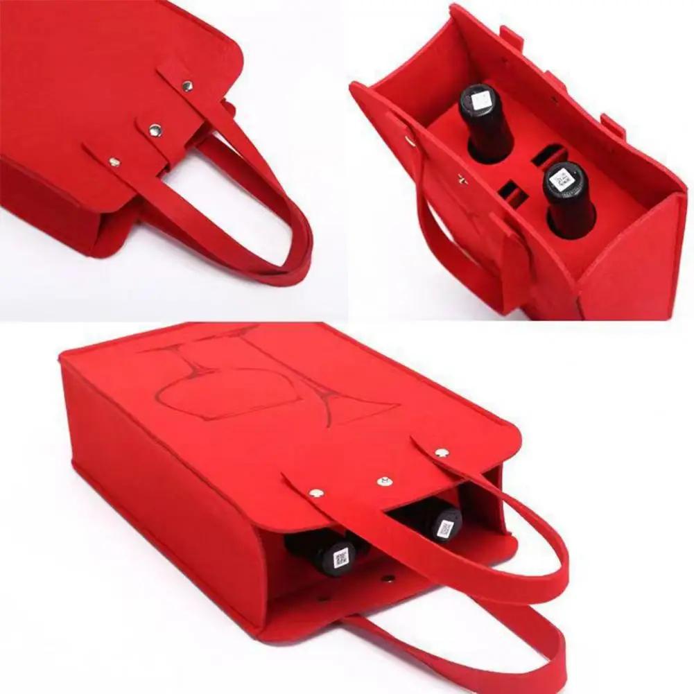 Filz Weinflaschentasche Doppelflaschen Hohe Tragfähigkeit Handheld Getränkeverpackung Handtasche Geschenkverpackung Aufbewahrungsbeutel Weintragetasche